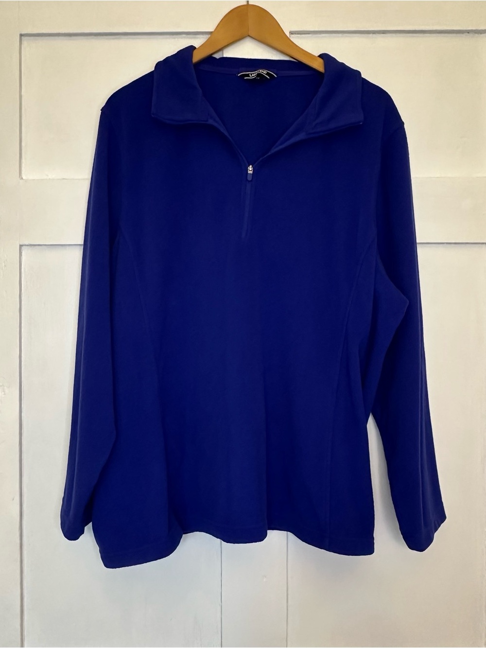 Lands' End Women’s Zip-Up Pullover  Fleece Royal Blue Sz 2X (20W-22W)